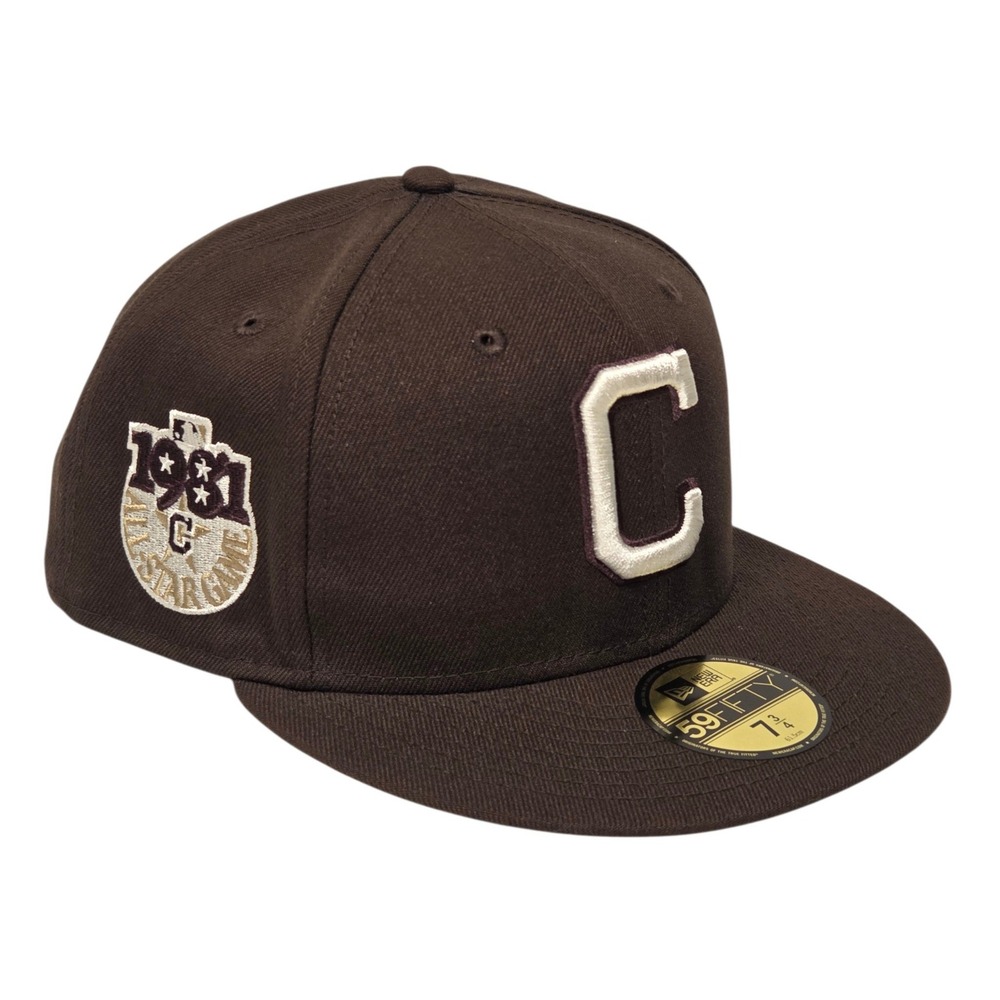 New Era 59FIFTY Cleveland Indians Hat Mens 7 3/4 Brown 1981 All Star Game Patch